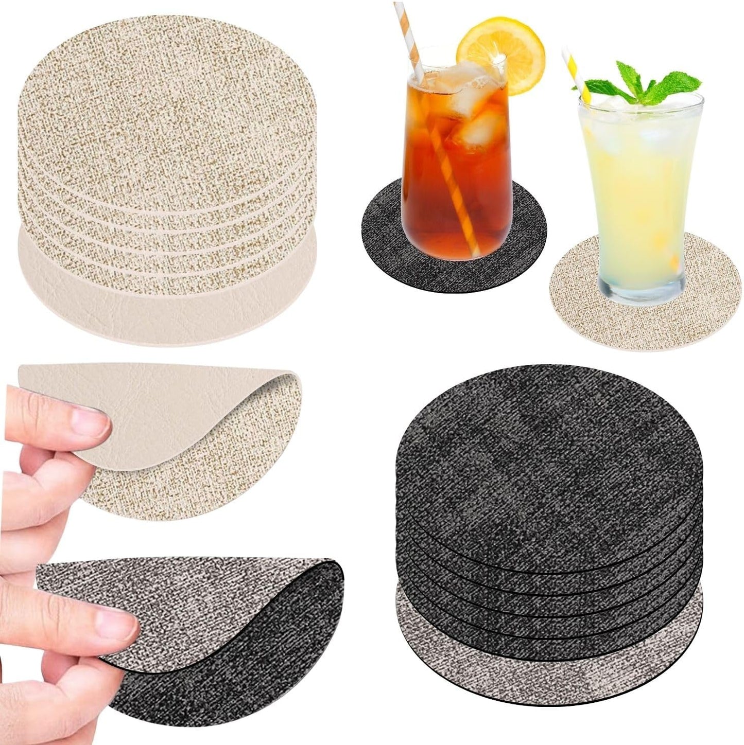 Dessous de verre – lavable, antidérapant, Lot de 12