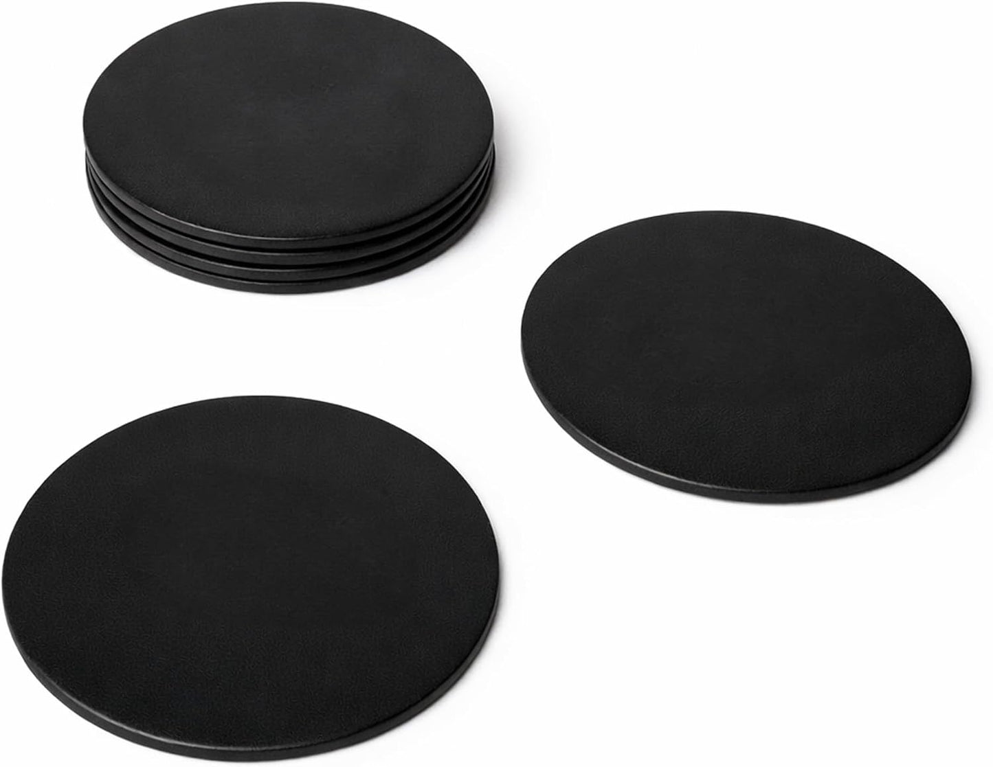 Dessous de verre – résistant à la chaleur, résistant à l'eau, Lot de 6, 10 cm, 3 mm, noir