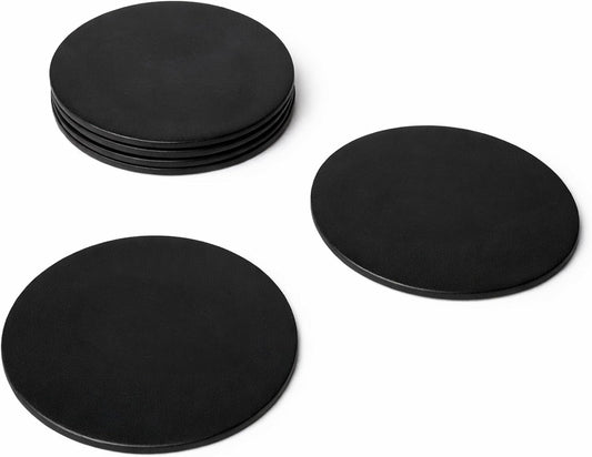Dessous de verre – résistant à la chaleur, résistant à l'eau, Lot de 6, 10 cm, 3 mm, noir